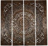 Carved Wood Sacred Floral Asian Home Decor Wall Art Panels. Bali Home Decor. Size 48" Color Options
