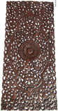 Headboard Floral Tropical Carved Wood Wall Panel. Balinese Wall Sculpture Panel. Size 27"x60" Dark Brown