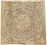 Elegant Wood Carved Wall Plaque. Wood Carved Floral Wall Art. Asian Home Decor Wall Art Panels. Bali Home Decor. 48" Color Options Available