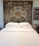 Headboard Wood Carved Floral Wall Art. Rustic Tropical Home Decor. 60" Color Options Available