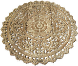Elegant Medallion Wood Carved Wall Plaque. Large Round Wood Carving Sacred Fig Leaf Wall Decor Panel. Rustic Home Decor. Available Size 36" and 48" Color Options Available