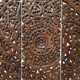 Elegant Medallion Wood Carved Wall Plaque. Large Round Lotus Wood Carving Wall Decor Panel. Available Size 36" and 48" Color Options Available