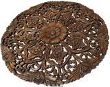 Oriental Round Carved Wood Wall Decor Lotus flower. Decorative Floral Wall Plaques. Rustic Home Decor. 24" Color Options Available