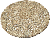 Oriental Round Carved Wood Wall Decor Lotus flower. Decorative Floral Wall Plaques. Rustic Home Decor. 24" Color Options Available