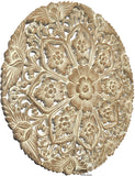 Oriental Round Carved Wood Wall Decor Lotus flower. Decorative Floral Wall Plaques. Rustic Home Decor. 24" Color Options Available