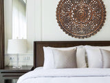 Elegant Medallion Wood Carved Wall Plaque. Round Wood Carved Floral Rustic Home Decor Wall Art. Size 36" and 48" Color Options Available