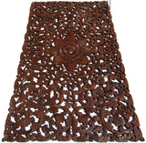Headboard Floral Tropical Carved Wood Wall Panel. Balinese Wall Sculpture Panel. Size 27"x48" Dark Brown