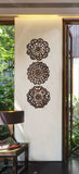 Wood Plaque Oriental Carved Lotus. Rustic Wall Decor. Set of 3. Size12" Optional Designs