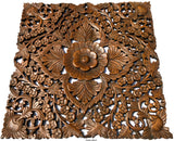Floral Wood Wall Hanging. Wood Carving Decorative Wall Art Plaque. 24"x24"x0.5" Color Options Available