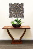 Oriental Home Decor. Rustic Floral Wood Carved Wall Hanging. 24" Available in Dark Brown, Black Wash