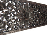 Floral Leaf Wood Carved Wall Panel. Tropical Home Decor. Size 35.5"x13.5"Color Options Available