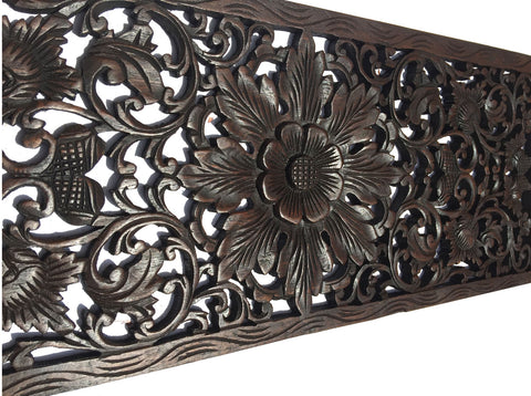 Asian Home Decor.Floral Wood Carved Wall Panel.Wall Art – Asiana Home Decor