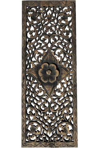 Asian Home Decor.Floral Wood Carved Wall Panel.Wall Art – Asiana Home Decor