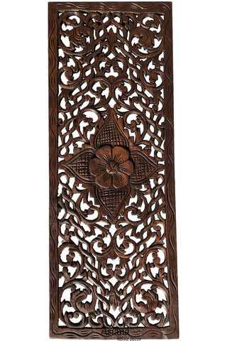 Asian Home Decor.Floral Wood Carved Wall Panel.Wall Art – Asiana Home Decor
