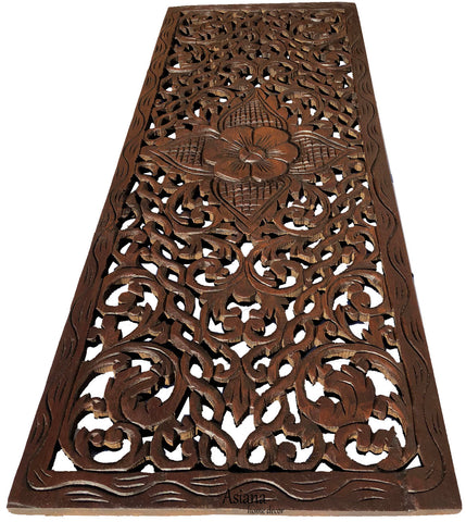 Asian Home Decor.Floral Wood Carved Wall Panel.Wall Art – Asiana Home Decor