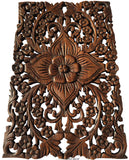 Wood Wall Decor Lotus flower. Oriental Teak Wood Wall Hanging. Hand Carved Wall Art Decor Panel. Rustic Wall Decor. Color Options Available. 12"x17.5"x0.5"