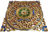 Mosaic Wall Art. Medallion Gold Carved Wood Wall Plaque Asian Home Decor 24"