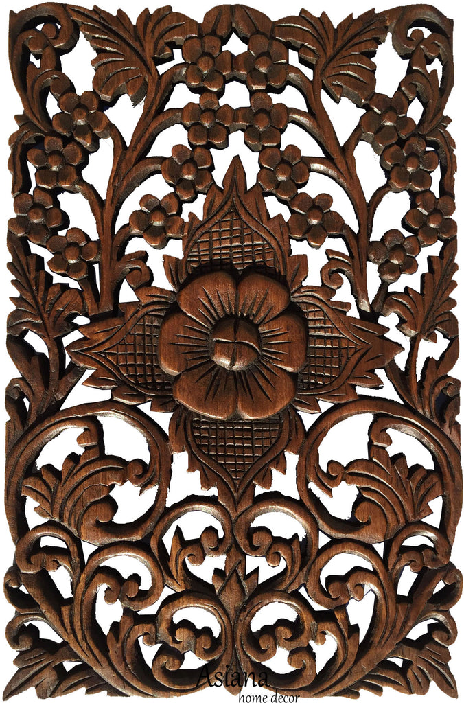 Natural Finish Wood Carved panel