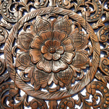 Elegant Wood Carved Wall Plaque. Wood Carved Floral Wall Art. Asian Home Decor Wall Art Panels. Baliness Home Decor. Available Size 36" and 48" Color Options Available