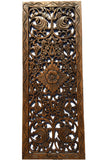 Floral Wood Carved Wall Panel Decoration. Asian Home Decor Wall Hanging. Large Wood Wall Plaque 35.5"x13.5"x0.5" Color Options Available