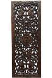 Floral Wood Carved Wall Panel Decoration. Asian Home Decor Wall Hanging. Large Wood Wall Plaque 35.5"x13.5"x0.5" Color Options Available