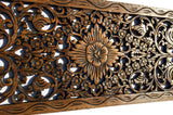 Floral Wood Carved Wall Panel Decoration. Asian Home Decor Wall Hanging. Large Wood Wall Plaque 35.5"x13.5"x0.5" Color Options Available